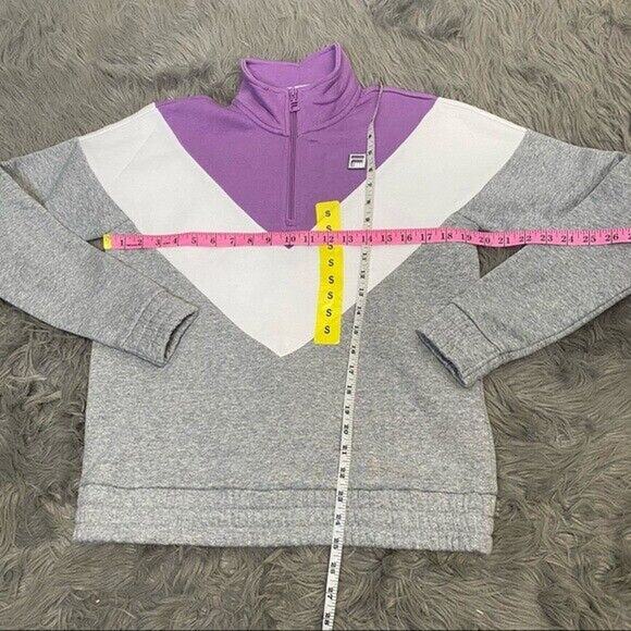 Fila colorblock patterns bomber jacket white purple sz S 1/2 zip stand collar - Picture 8 of 14